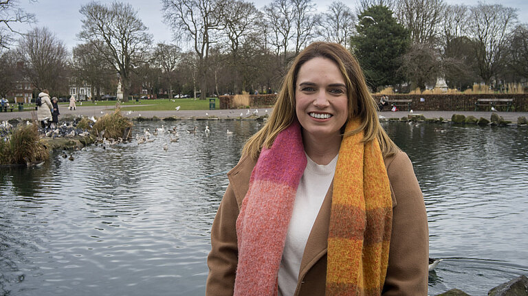 Cllr Rhiannon Beeson at Pearson Park